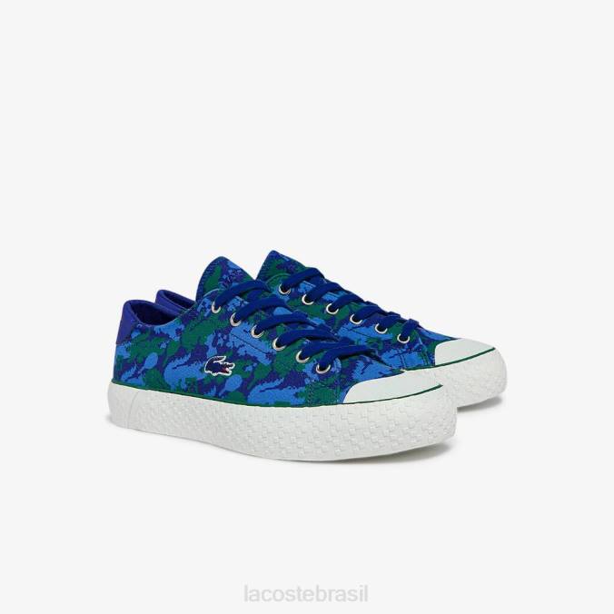 Lacoste x Minecraft mulheres tênis de lona gripshot azul verde P2PX2734 sapato