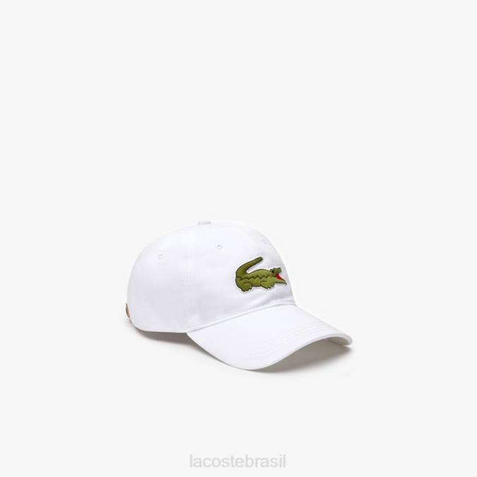Lacoste unissex alça contrastante e boné grande de algodão crocodilo branco P2PX2232 acessórios