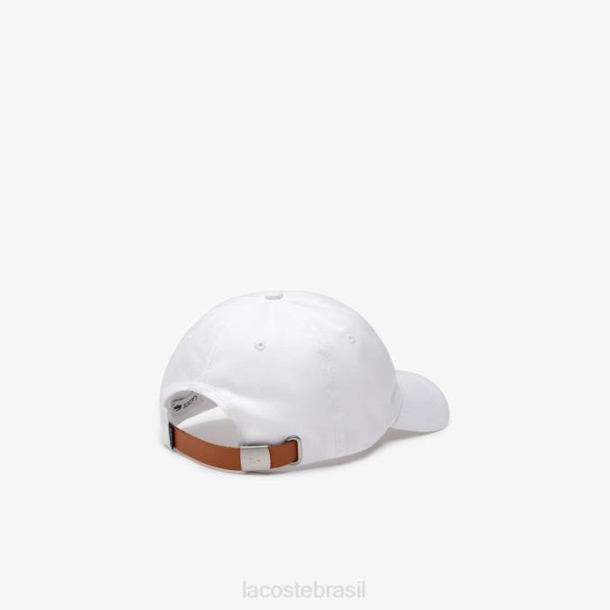 Lacoste unissex alça contrastante e boné grande de algodão crocodilo branco P2PX2232 acessórios
