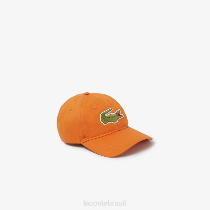 Lacoste unissex alça contrastante e boné grande de algodão crocodilo laranja P2PX2261 acessórios
