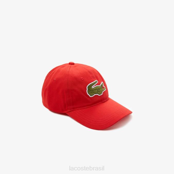 Lacoste unissex alça contrastante e boné grande de algodão crocodilo vermelho P2PX2252 acessórios