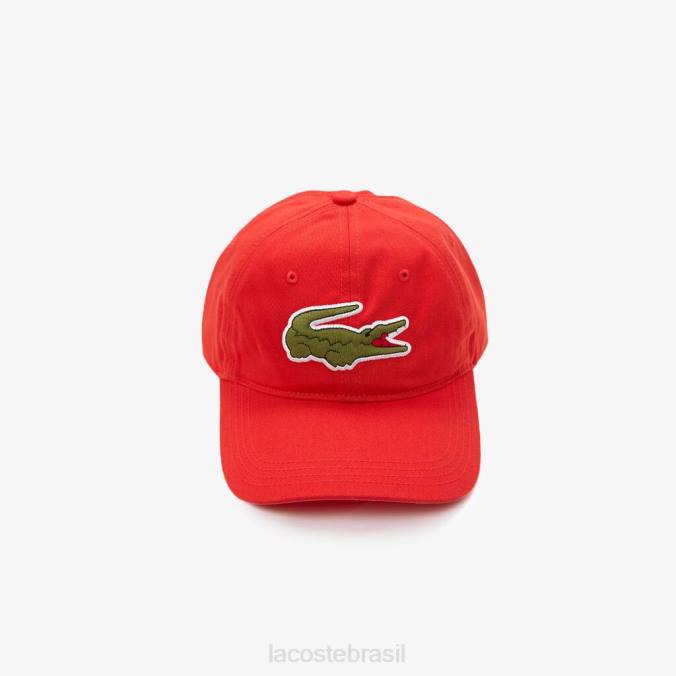 Lacoste unissex alça contrastante e boné grande de algodão crocodilo vermelho P2PX2252 acessórios