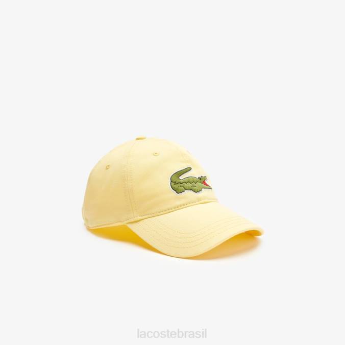 Lacoste unissex boné ajustável em sarja de algodão orgânico amarelo P2PX2155 acessórios