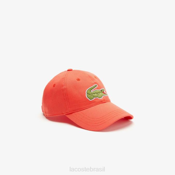 Lacoste unissex boné ajustável em sarja de algodão orgânico laranja P2PX2187 acessórios