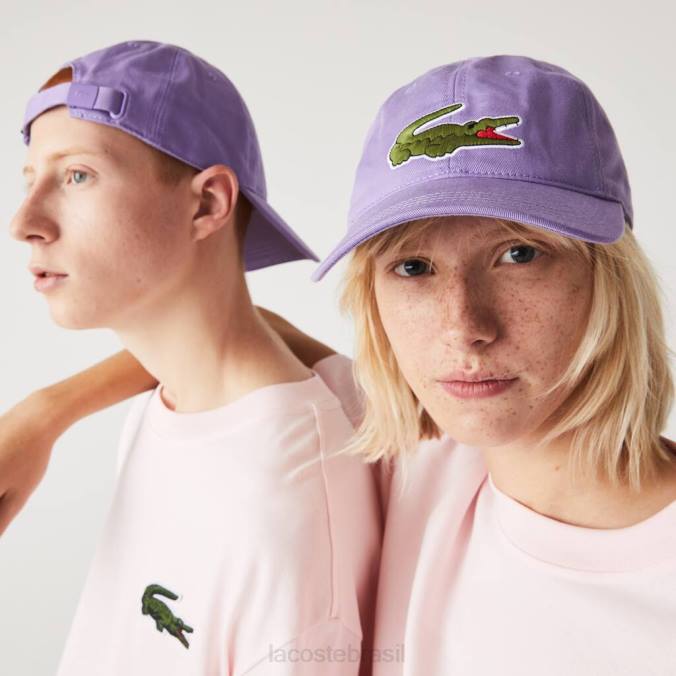 Lacoste unissex boné ajustável em sarja de algodão orgânico roxo P2PX2255 acessórios