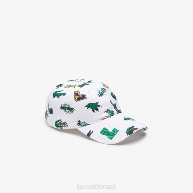 Lacoste unissex boné com estampa de crocodilo branco P2PX2250 acessórios