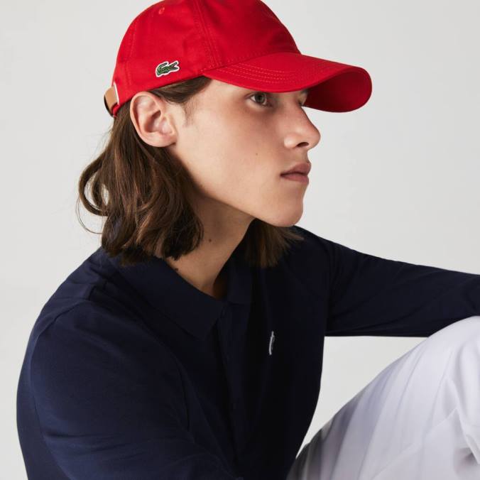 Lacoste unissex boné de algodão com alça contrastante vermelho P2PX2320 acessórios
