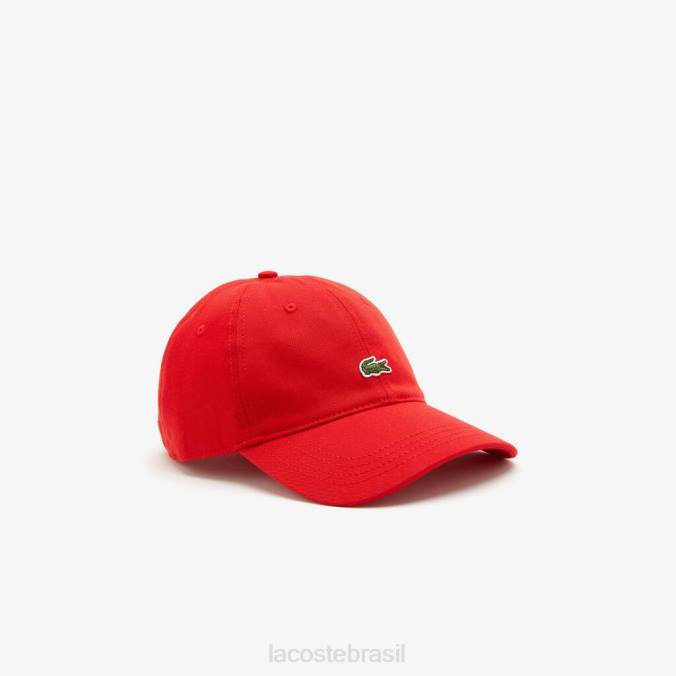 Lacoste unissex boné de sarja de algodão orgânico vermelho P2PX2149 acessórios
