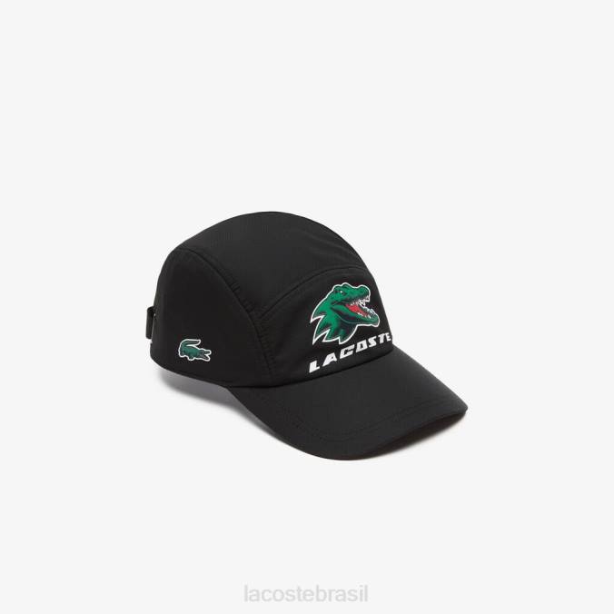 Lacoste unissex boné esportivo exclusivo de crocodilo preto P2PX2236 acessórios
