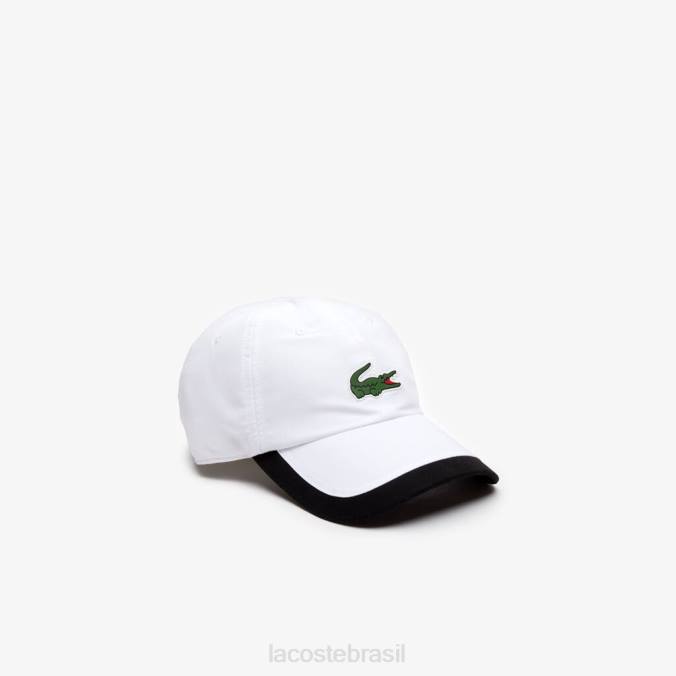 Lacoste unissex boné esportivo leve com borda contrastante Branco preto P2PX1930 acessórios