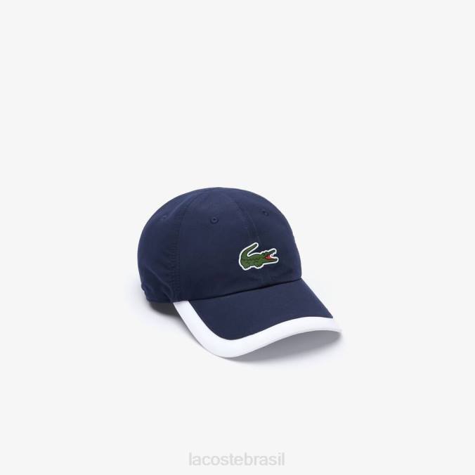 Lacoste unissex boné esportivo leve com borda contrastante azul marinho/branco P2PX1932 acessórios