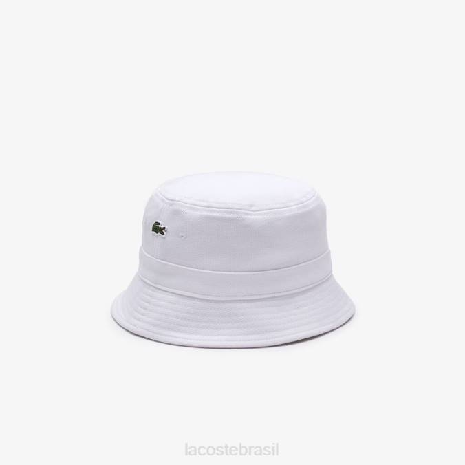Lacoste unissex chapéu bucket de algodão orgânico branco P2PX2160 acessórios
