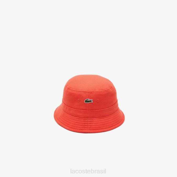 Lacoste unissex chapéu bucket de algodão orgânico laranja P2PX2189 acessórios