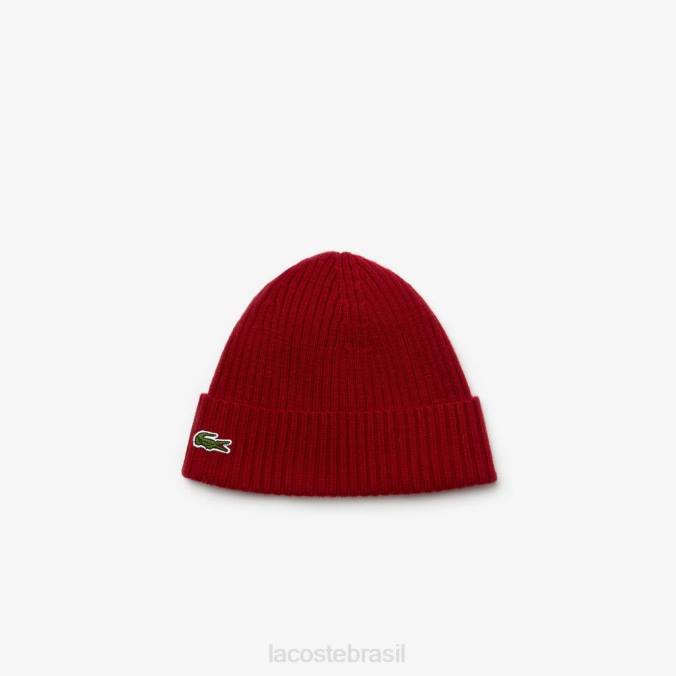 Lacoste unissex gorro de lã canelado Bordéus P2PX2269 acessórios