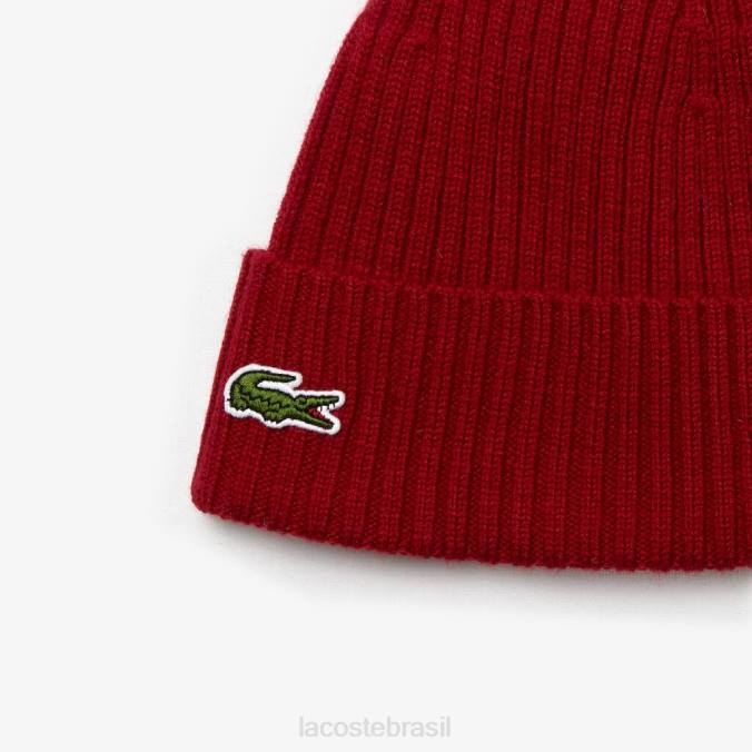 Lacoste unissex gorro de lã canelado Bordéus P2PX2269 acessórios