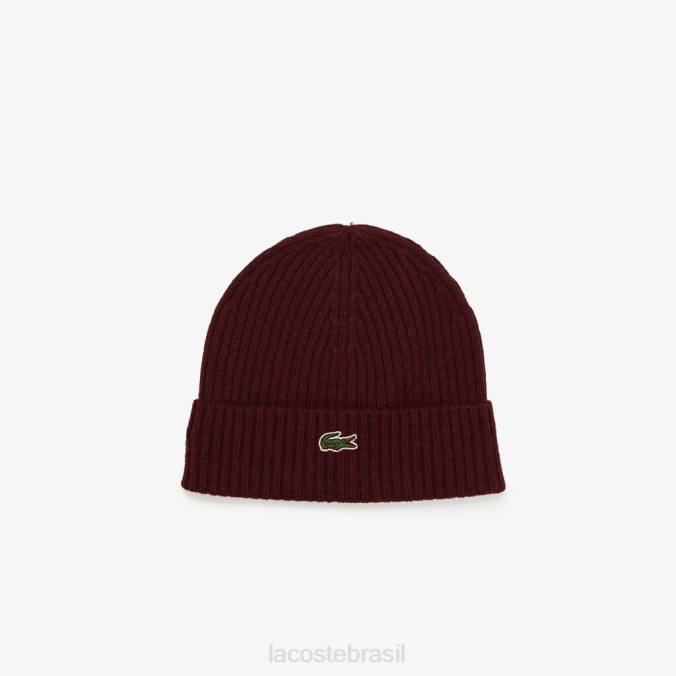 Lacoste unissex gorro de lã canelado Bordéus P2PX2271 acessórios