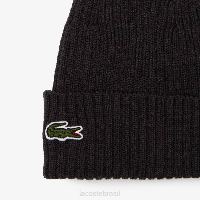 Lacoste unissex gorro de lã canelado cinza P2PX2230 acessórios