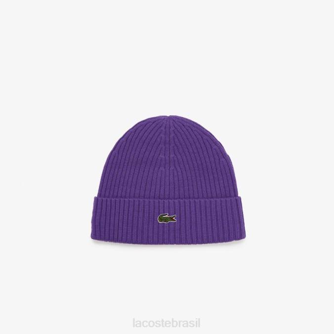 Lacoste unissex gorro de lã canelado roxo P2PX2270 acessórios
