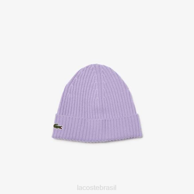 Lacoste unissex gorro de lã canelado roxo P2PX2291 acessórios