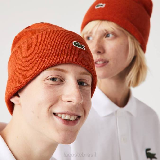 Lacoste unissex gorro de lã laranja P2PX2292 acessórios