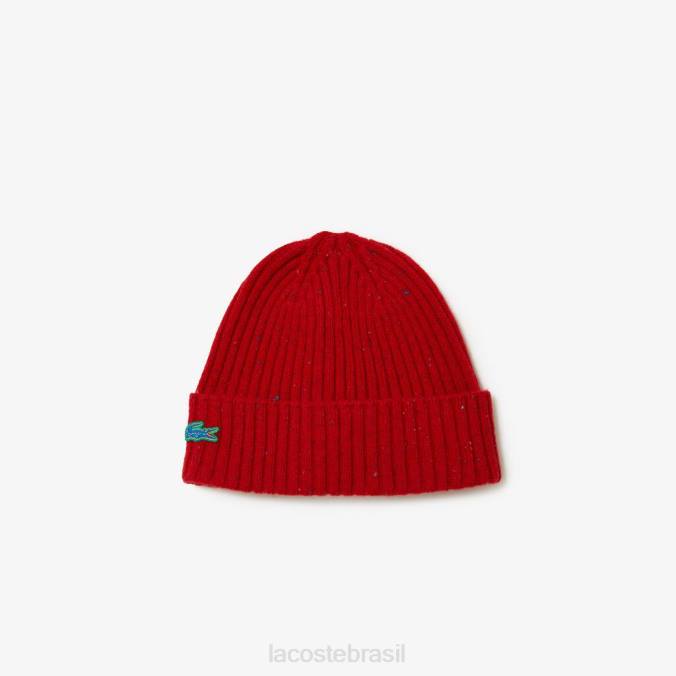 Lacoste unissex gorro de lã manchado vermelho P2PX2305 acessórios