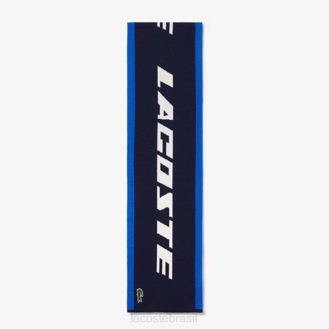 Lacoste unissex lenço color-block de marca azul/azul marinho/branco P2PX2926 acessórios