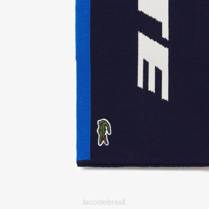 Lacoste unissex lenço color-block de marca azul/azul marinho/branco P2PX2926 acessórios
