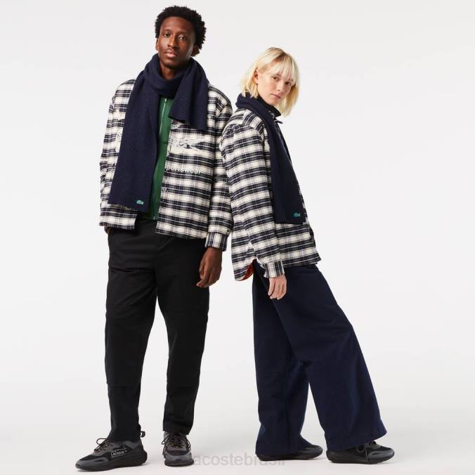 Lacoste unissex lenço de lã manchado azul-marinho P2PX2302 acessórios