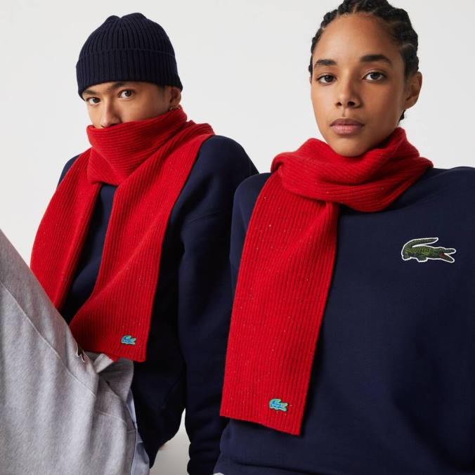 Lacoste unissex lenço de lã manchado vermelho P2PX2303 acessórios