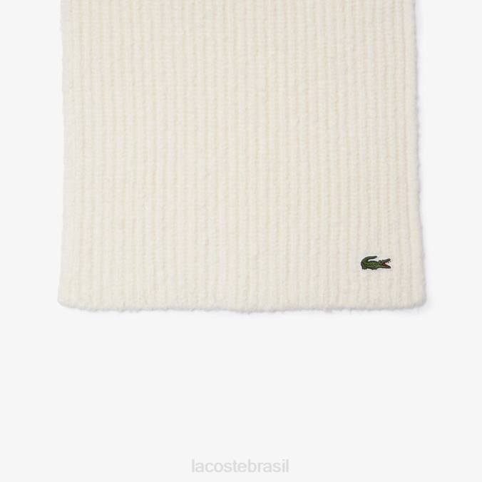 Lacoste unissex lenço grande de lã com nervuras branco P2PX2911 acessórios