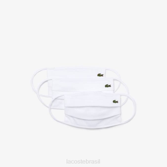 Lacoste unissex l.12.12 máscaras faciais, pacote com 3 branco P2PX2263 acessórios