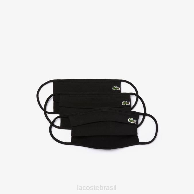 Lacoste unissex l.12.12 máscaras faciais, pacote com 3 preto P2PX2262 acessórios
