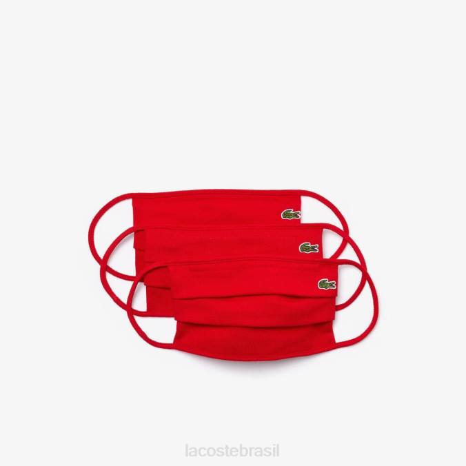 Lacoste unissex l.12.12 máscaras faciais, pacote com 3 vermelho P2PX2311 acessórios