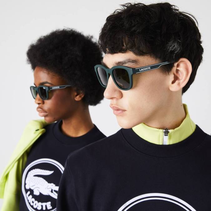 Lacoste unissex óculos de sol retângulo linha ativa verde fosco P2PX2306 acessórios