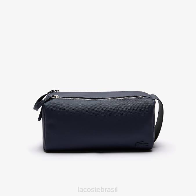 Lacoste unissex kit de toalete clássico petit piquê com zíper duplo roxo P2PX2054 acessórios