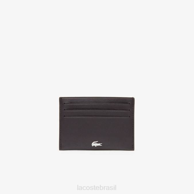 Lacoste unissex porta-cartões de couro fitzgerald marrom escuro P2PX2051 acessórios