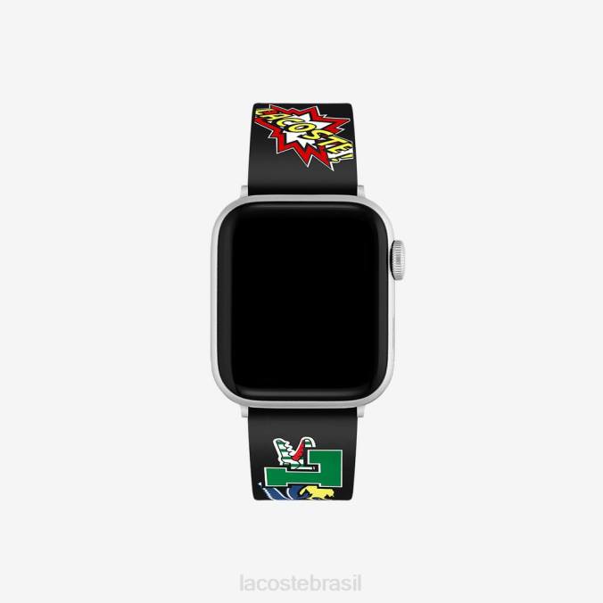 Lacoste unissex pulseira de relógio apple com estampa de quadrinhos de silicone preto P2PX2344 acessórios