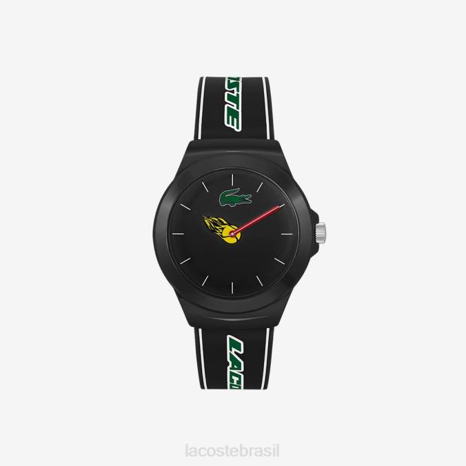 Lacoste unissex relógio neocroc com pulseira de silicone preto preto P2PX2350 acessórios