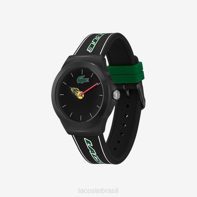 Lacoste unissex relógio neocroc com pulseira de silicone preto preto P2PX2350 acessórios