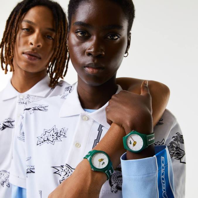 Lacoste unissex relógio neocroc com pulseira de silicone verde verde P2PX2206 acessórios