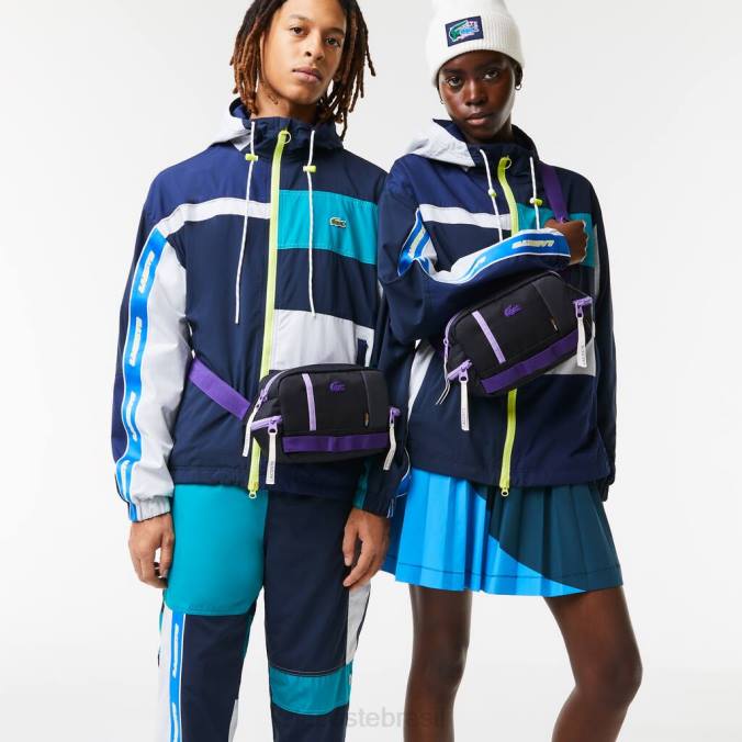 Lacoste unissex bolsa color block noir samui neva farine P2PX2088 bolsas e artigos de couro