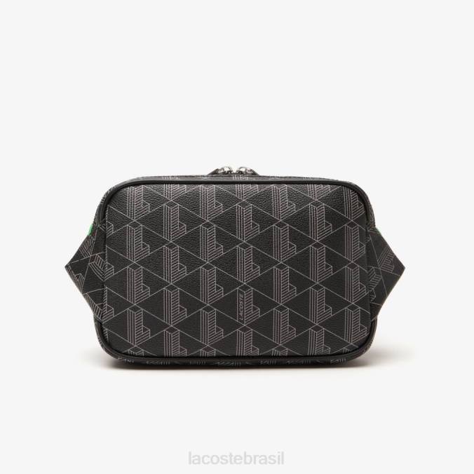 Lacoste unissex bolsa crossbody com estampa monograma The Blend: pequena mono noir cinza estragon P2PX1961 bolsas e artigos de couro