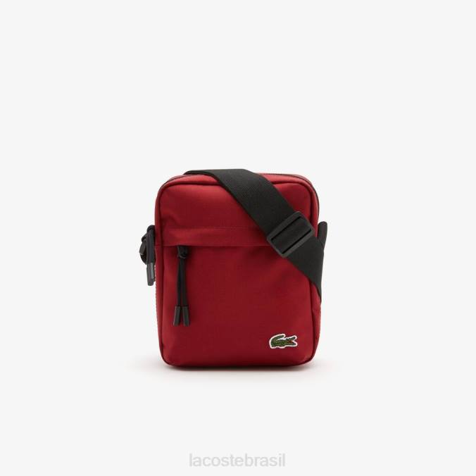 Lacoste unissex bolsa cruzada com zíper ciclismo vermelho P2PX1980 bolsas e artigos de couro