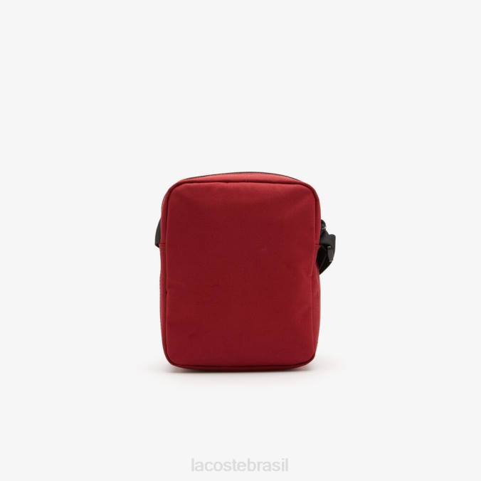Lacoste unissex bolsa cruzada com zíper ciclismo vermelho P2PX1980 bolsas e artigos de couro