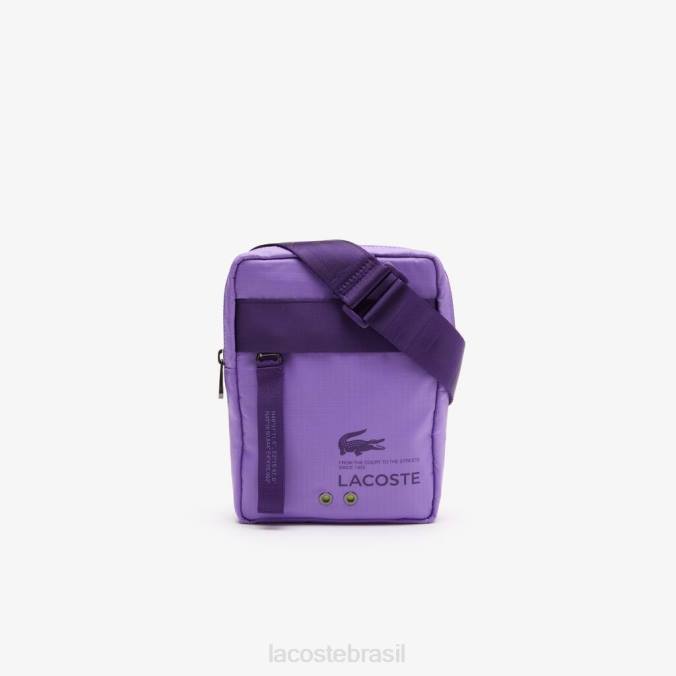 Lacoste unissex bolsa cruzada com zíper vertical de marca Samui Noir Neva P2PX2089 bolsas e artigos de couro