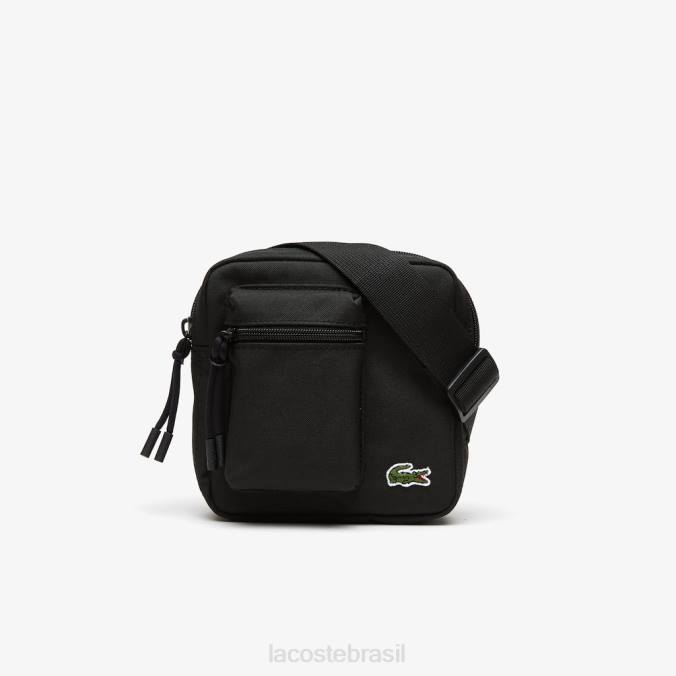 Lacoste unissex bolsa de câmera com zíper de ombro ajustável preto P2PX2091 bolsas e artigos de couro