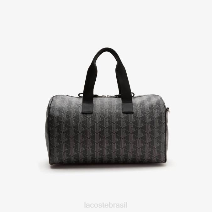Lacoste unissex bolsa de fim de semana com estampa monograma mistura monograma noir gris P2PX1940 bolsas e artigos de couro