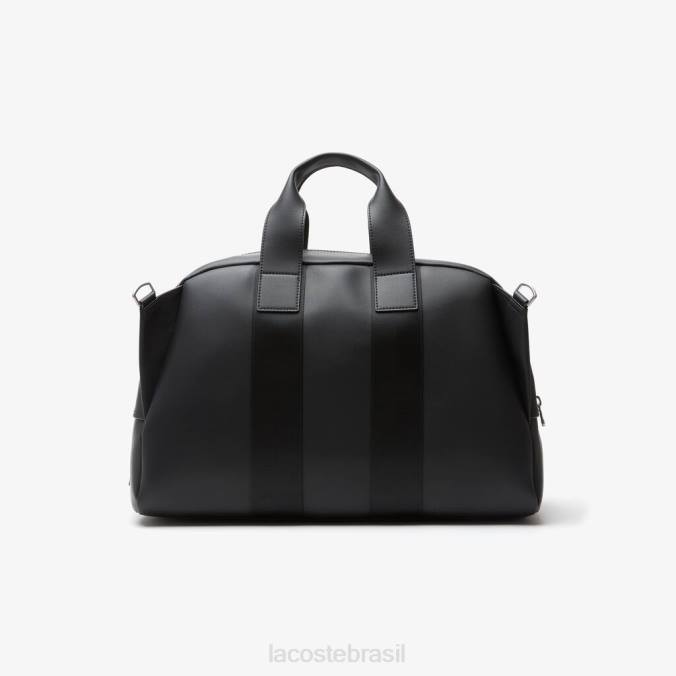 Lacoste unissex bolsa de fim de semana em couro flexível preto P2PX2101 bolsas e artigos de couro