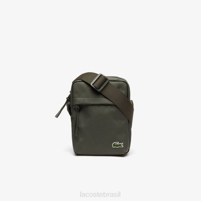 Lacoste unissex bolsa multifuncional vertical de lona neocroc verde P2PX2120 bolsas e artigos de couro