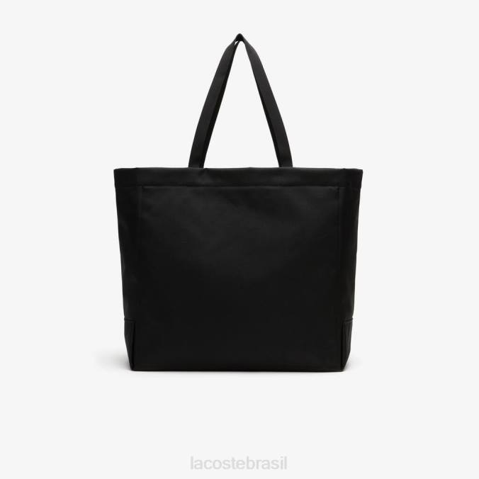 Lacoste unissex sacola grande com marca contrastante patch preto P2PX1947 bolsas e artigos de couro